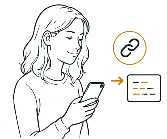 La Station consulte son téléphone : un lien d'invitation et un code apparaissent à côté d'elle.